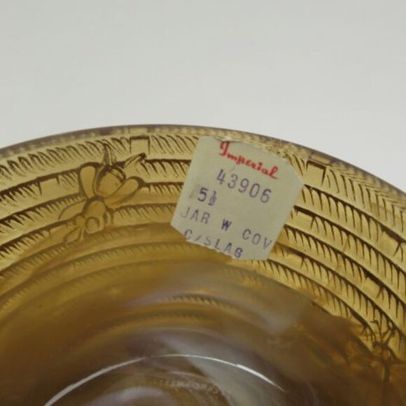 Imperial Caramel Slag Glass HONEY BEE JAR with Lid and Original Label - Picture 5 of 5